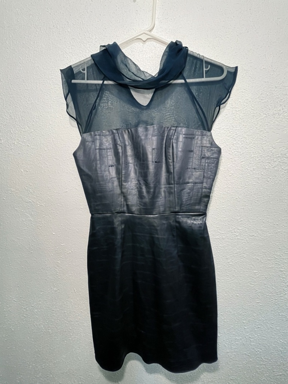 Chiffon Yoke Blue/Black Mini Dress